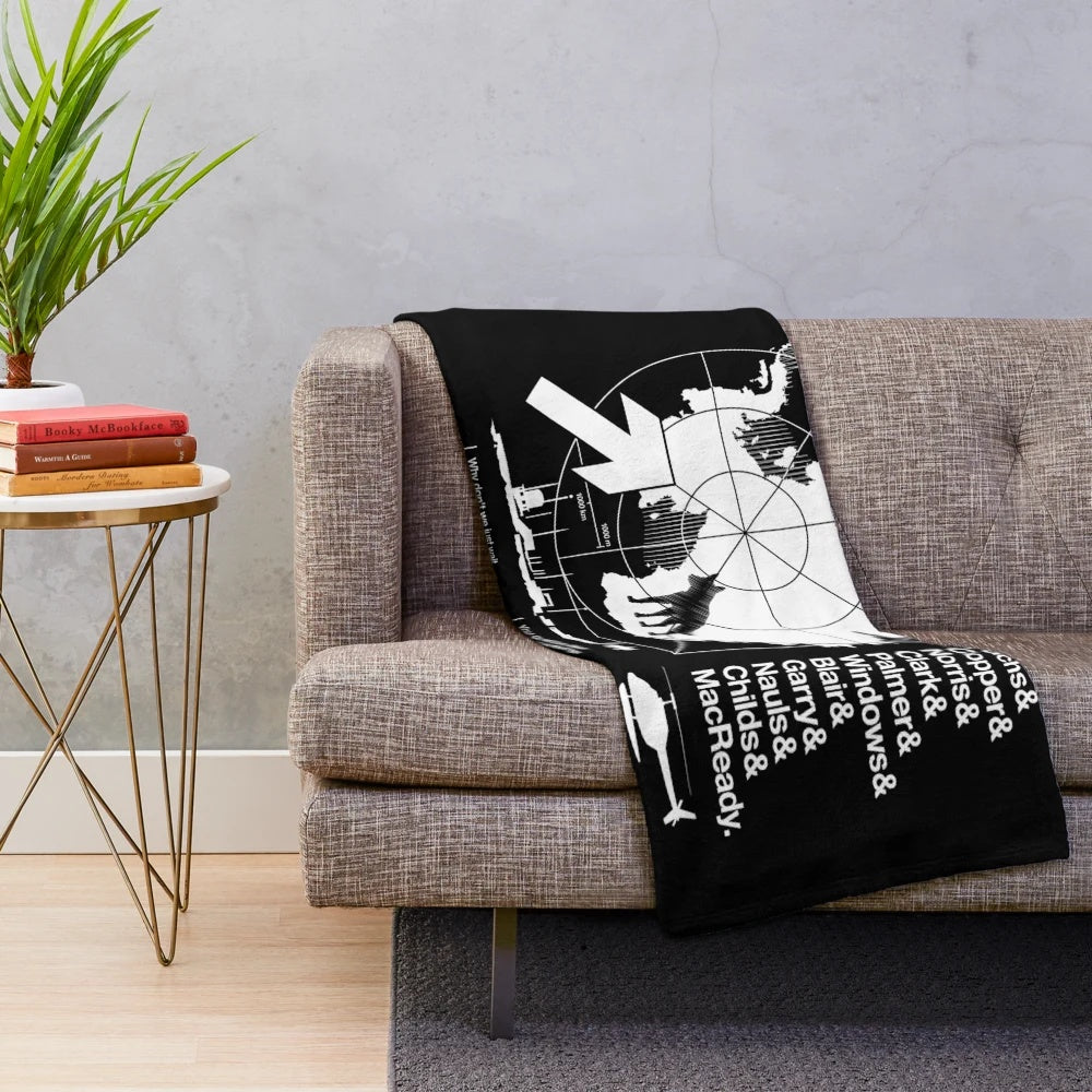 Cozy plush blanket inspired by the cult classic horror movie "The Thing