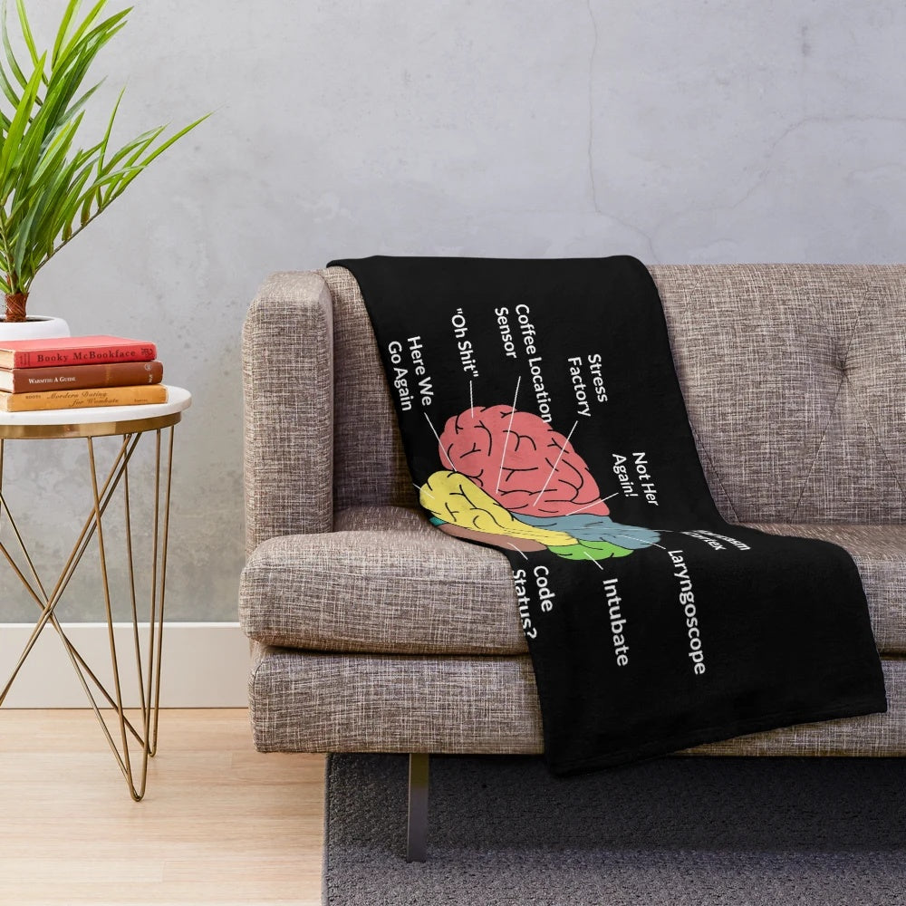 Paramedic and EMT themed plush blanket with thin white line design