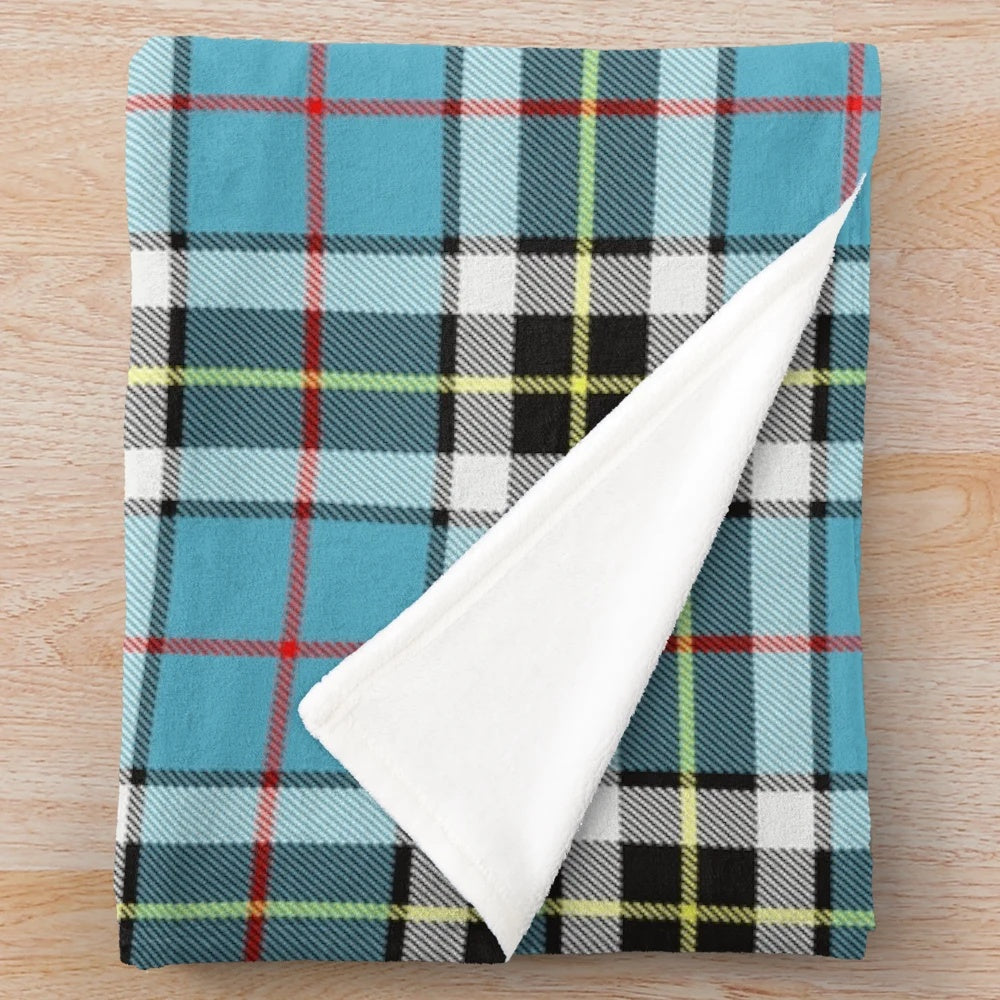 Thompson Blue Scottish Tartan Plush Blanket