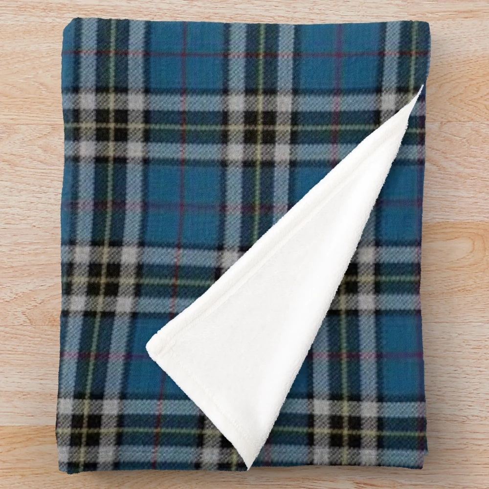 Thomson Tartan Plush Blanket in Blue, Black, and Gold