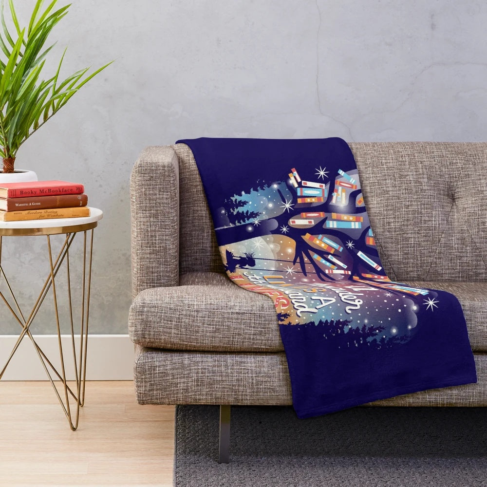 Thousand Lives Plush Blanket with Inspirational Book Quotes