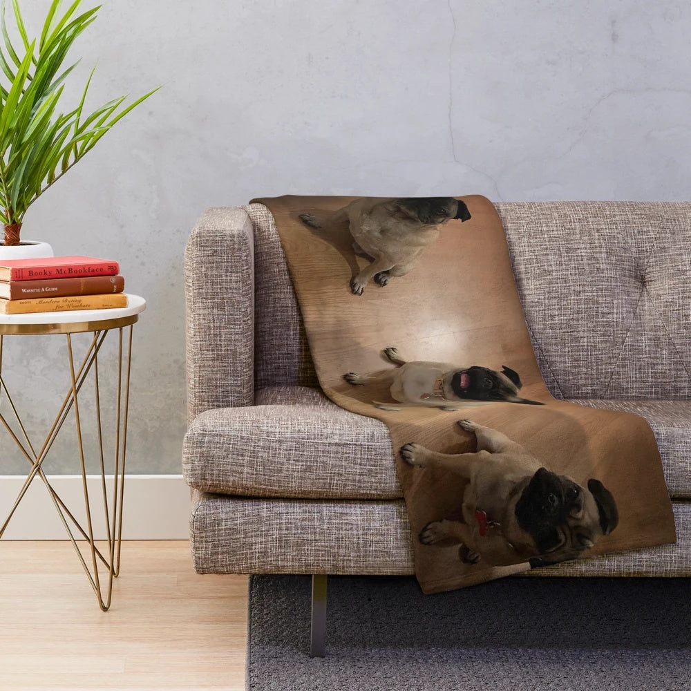 Soft and cuddly three pooches plush blanket