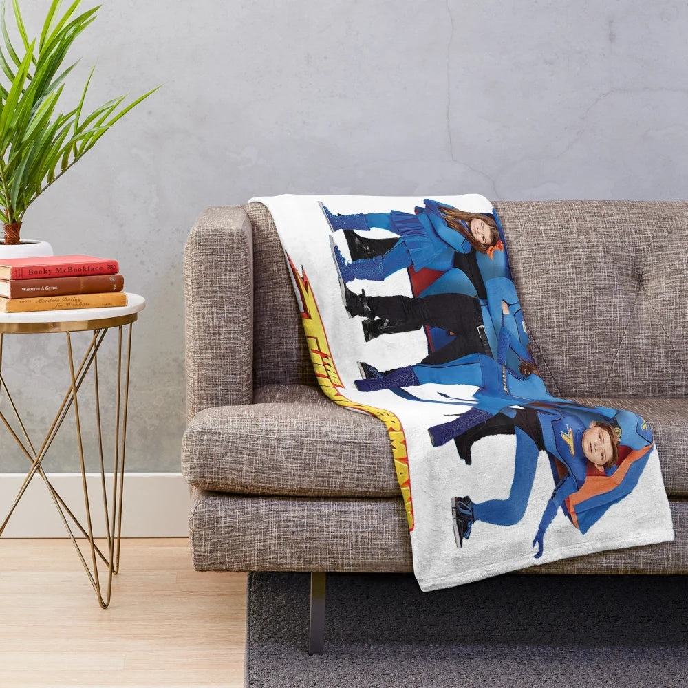 Thundermans-inspired plush blanket featuring the show's logo and characters