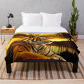 Tiger and sunset themed plush blanket for home decor