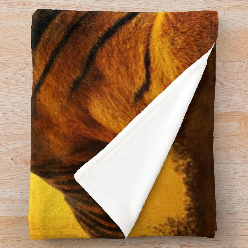 Tiger and sunset themed plush blanket for home decor