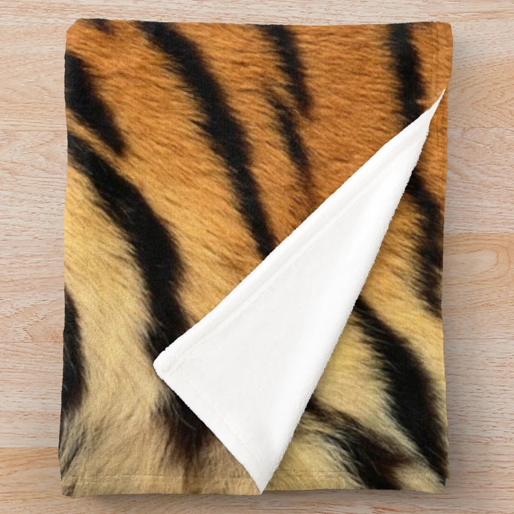 Tiger fur texture plush blanket