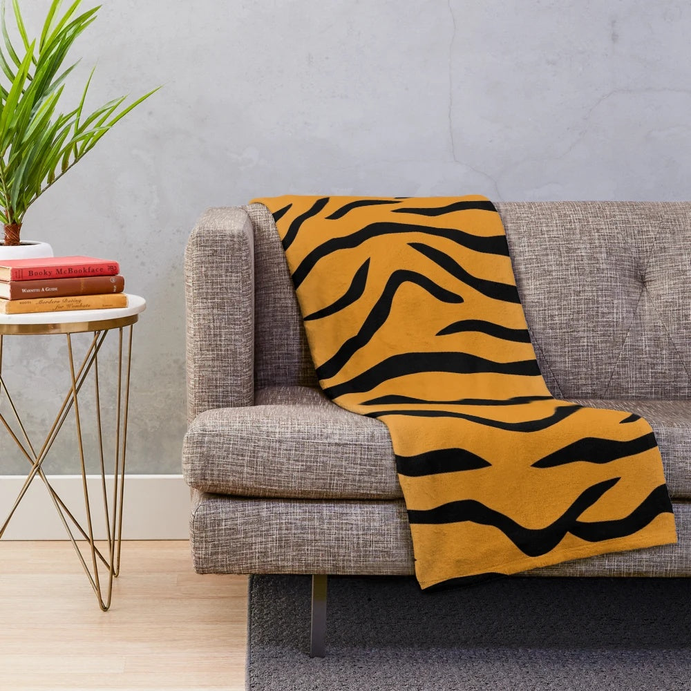 Plush tiger stripes blanket with abstract colors and patterns