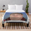 A cozy plush blanket featuring a design inspired by the popular comedy series Tim and Eric