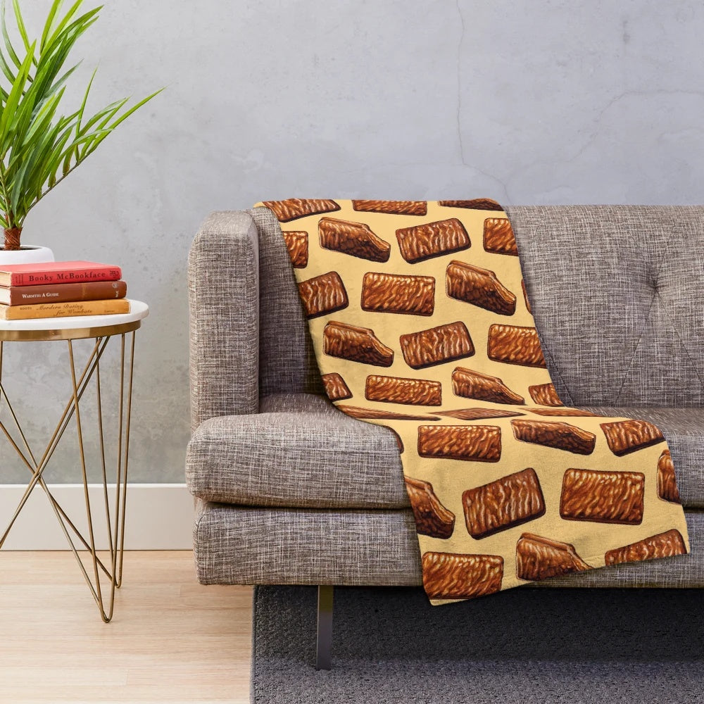 Tim Tam inspired plush blanket with a delicious biscuit and chocolate design