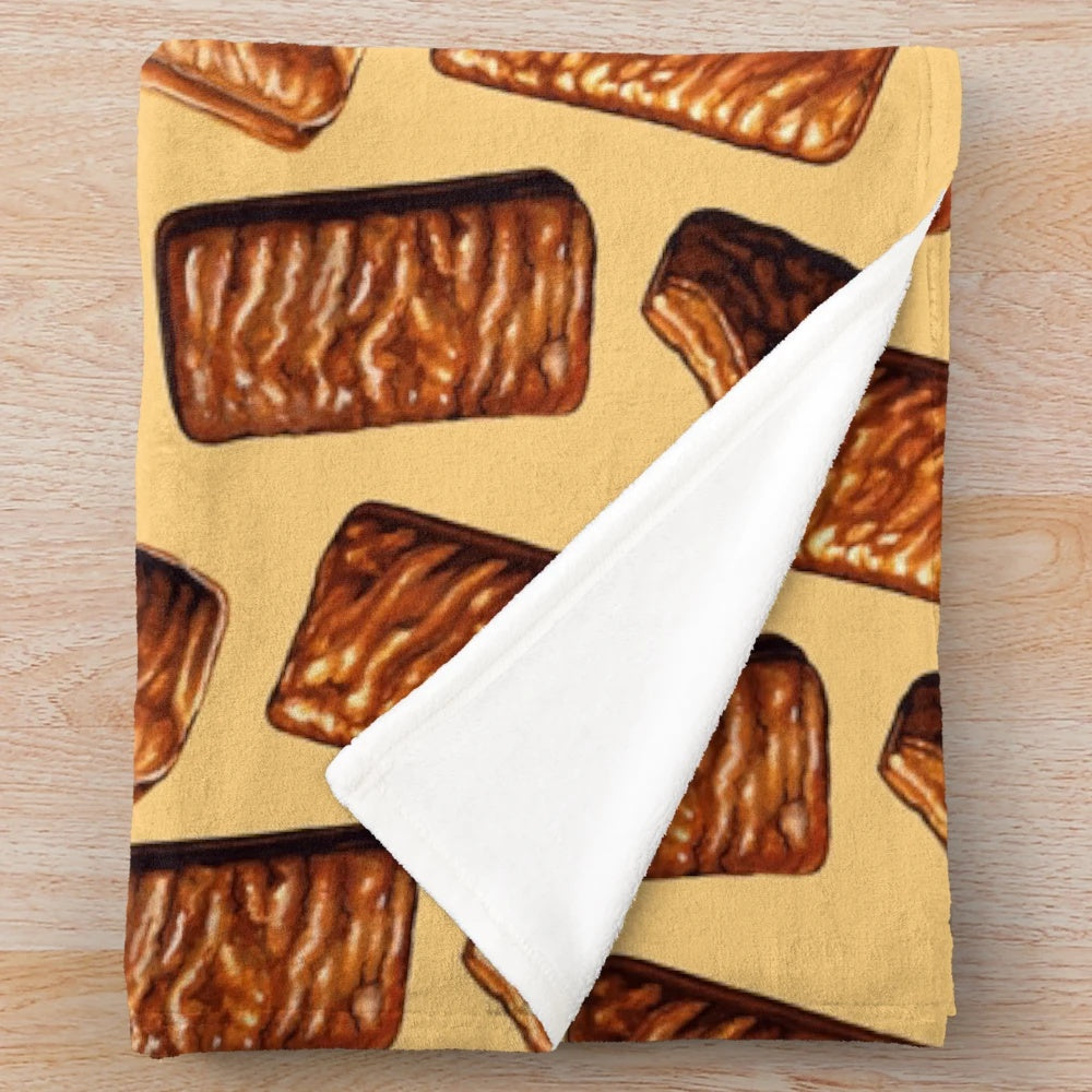 Tim Tam inspired plush blanket with a delicious biscuit and chocolate design