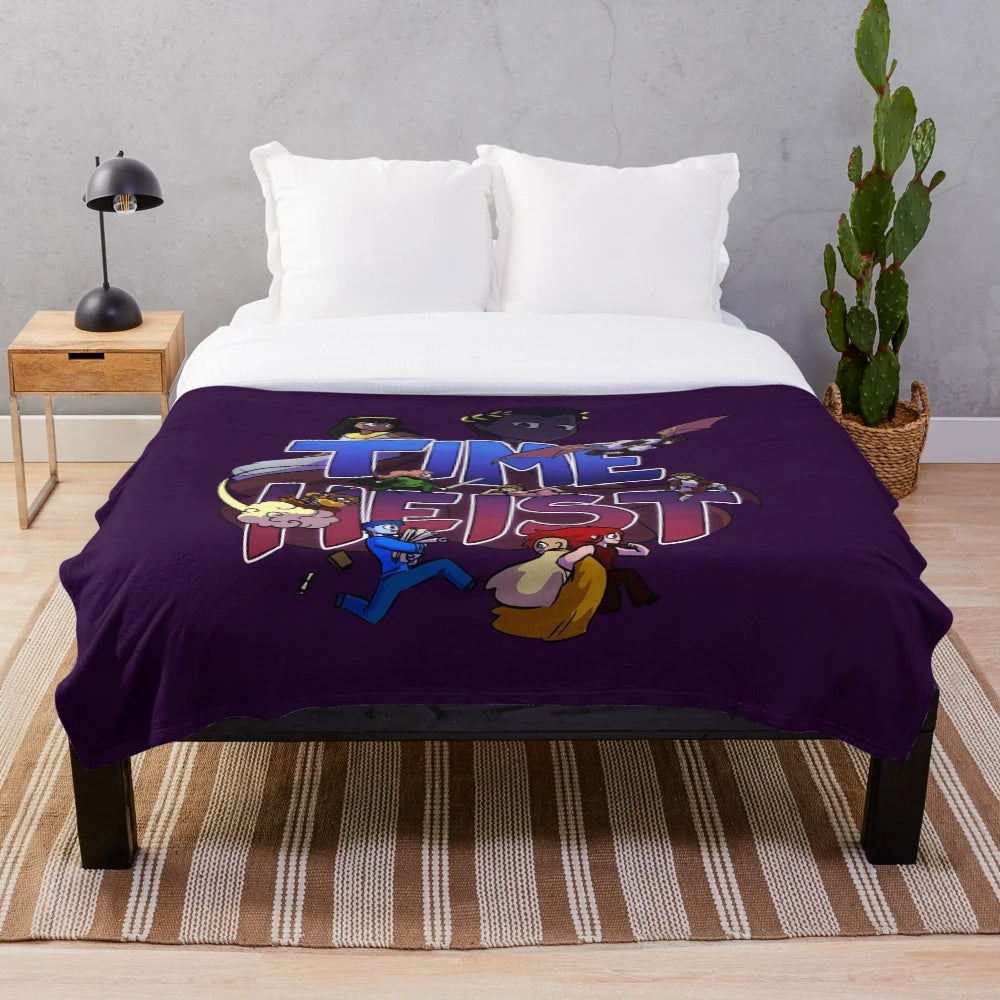 Time Heist Inspired Plush Blanket featuring characters from Overly Sarcastic Productions