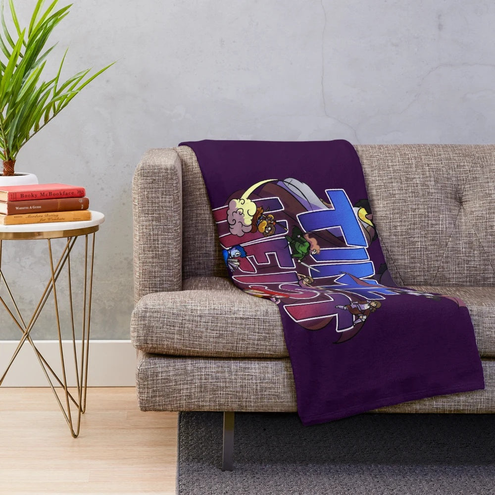 Time Heist Inspired Plush Blanket featuring characters from Overly Sarcastic Productions