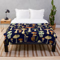 Toadstool Plush Blanket with Botanical Illustrations