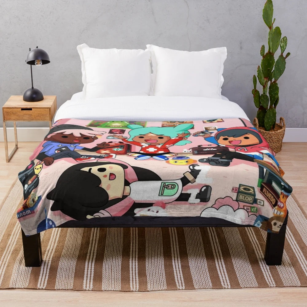 Toca Boca-inspired plush blanket with a soft, comfy design
