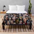 Tom Hiddleston inspired plush blanket featuring a collage of the actor as Loki from Marvel's Thor and Avengers.