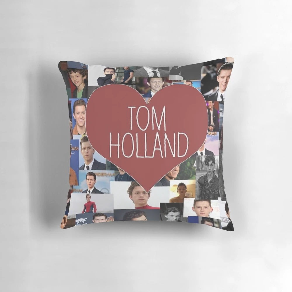 Soft, cuddly Tom Holland blanket, stickers, and pillow featuring the popular Spider-Man actor.