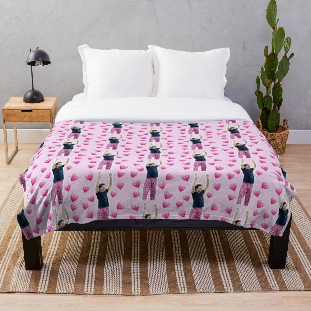 Tom Holland inspired pink plush blanket