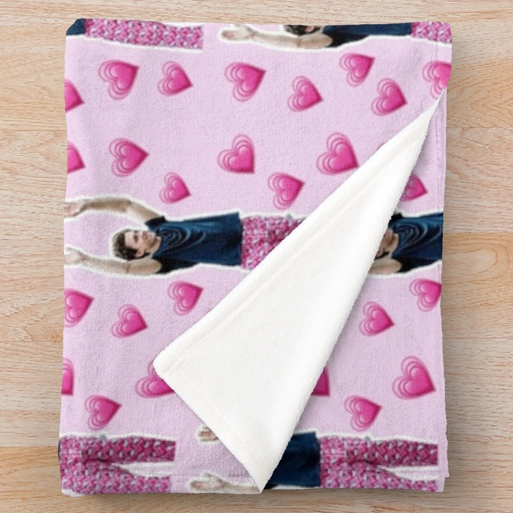 Tom Holland inspired pink plush blanket