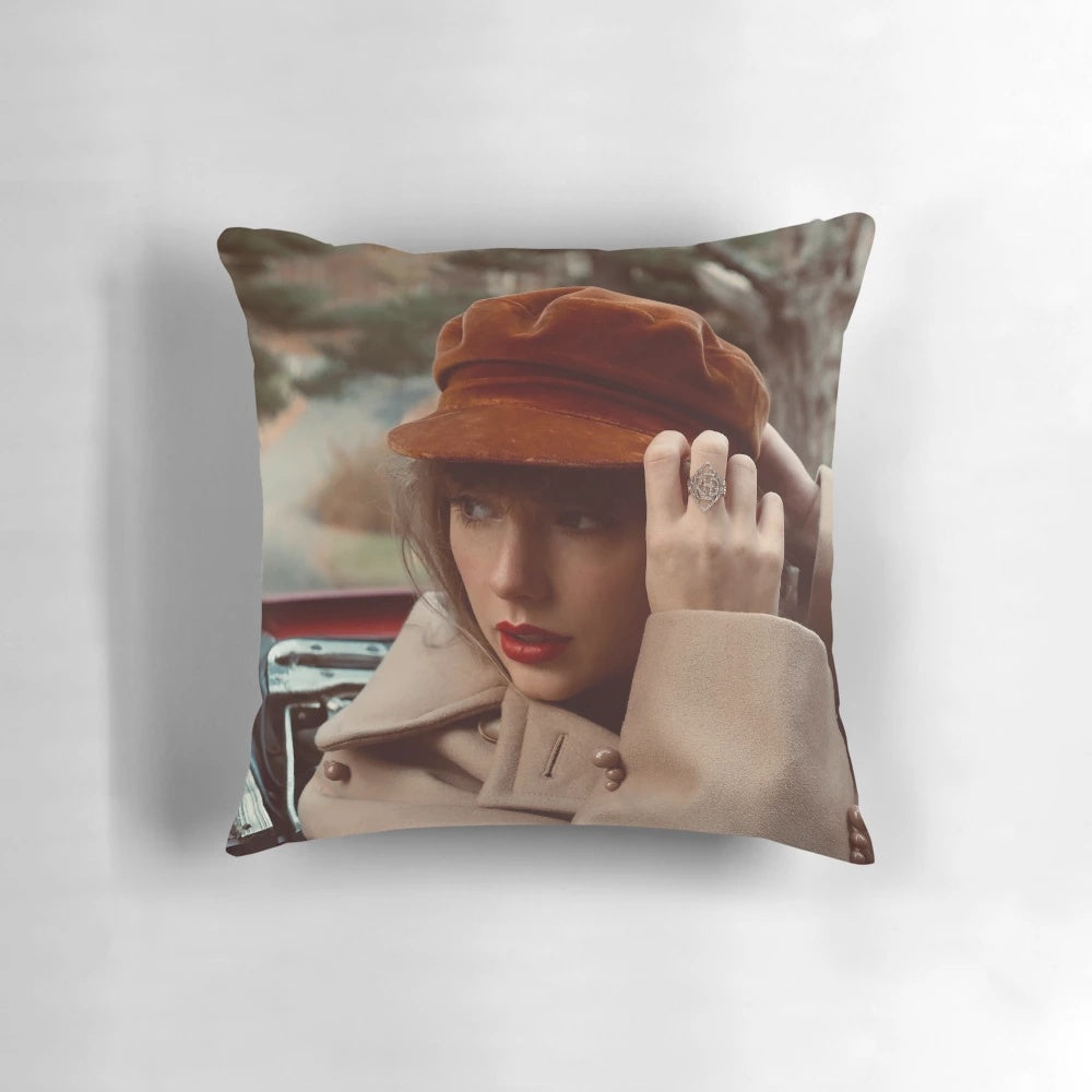 A plush, high-quality pillow featuring the lyrics "too well" from Taylor Swift's albums Folklore and Reputation.