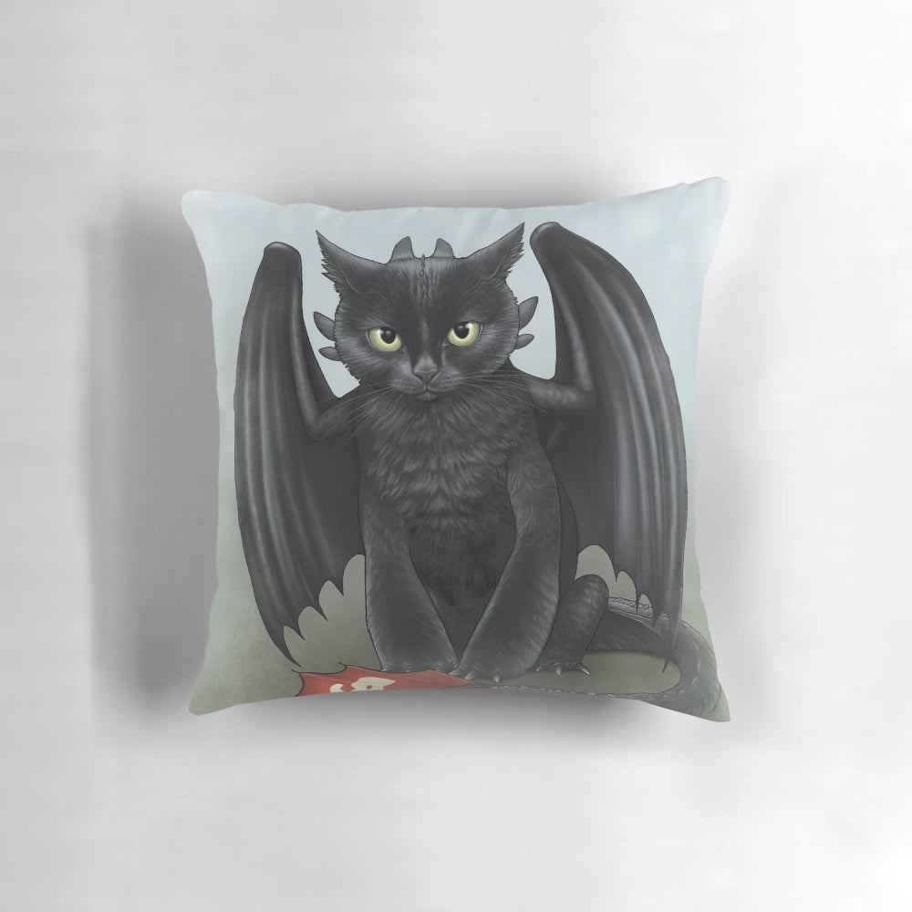 Soft, plush Toothless-inspired cat pillow for a comfortable night's sleep