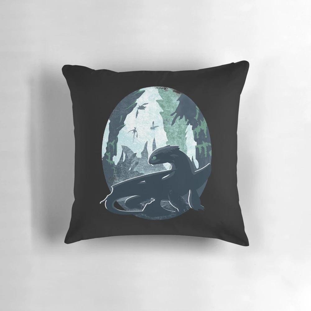 Soft and cuddly Night Fury pillow featuring the beloved dragon Toothless from the popular How to Train Your Dragon movie franchise.