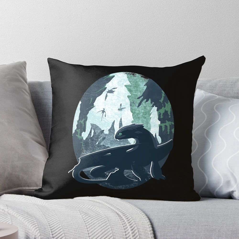 Soft and cuddly Night Fury pillow featuring the beloved dragon Toothless from the popular How to Train Your Dragon movie franchise.