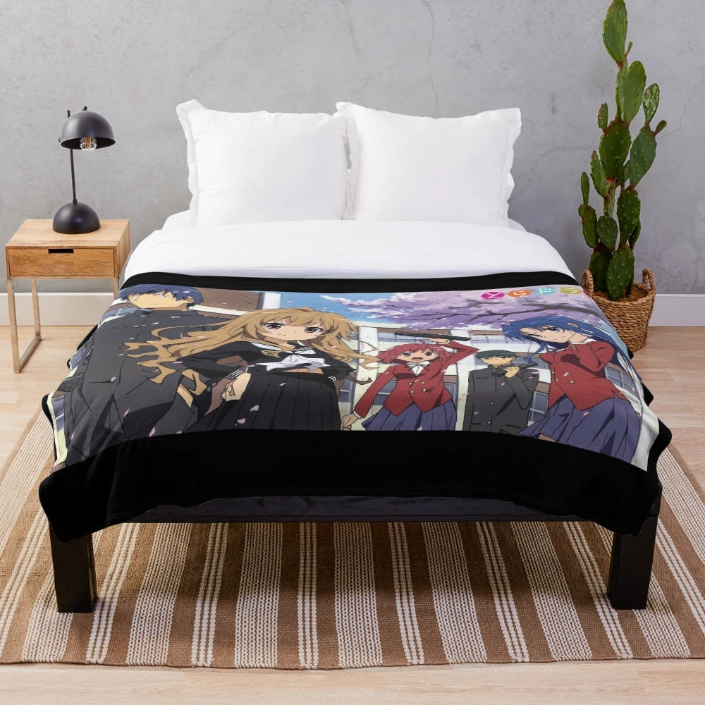 Toradora anime plush blanket featuring Taiga Aisaka and Ryuuji Takasu