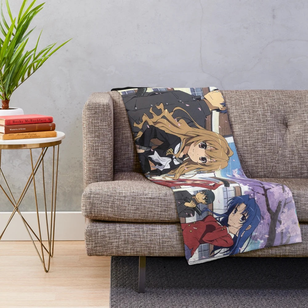 Toradora anime plush blanket featuring Taiga Aisaka and Ryuuji Takasu