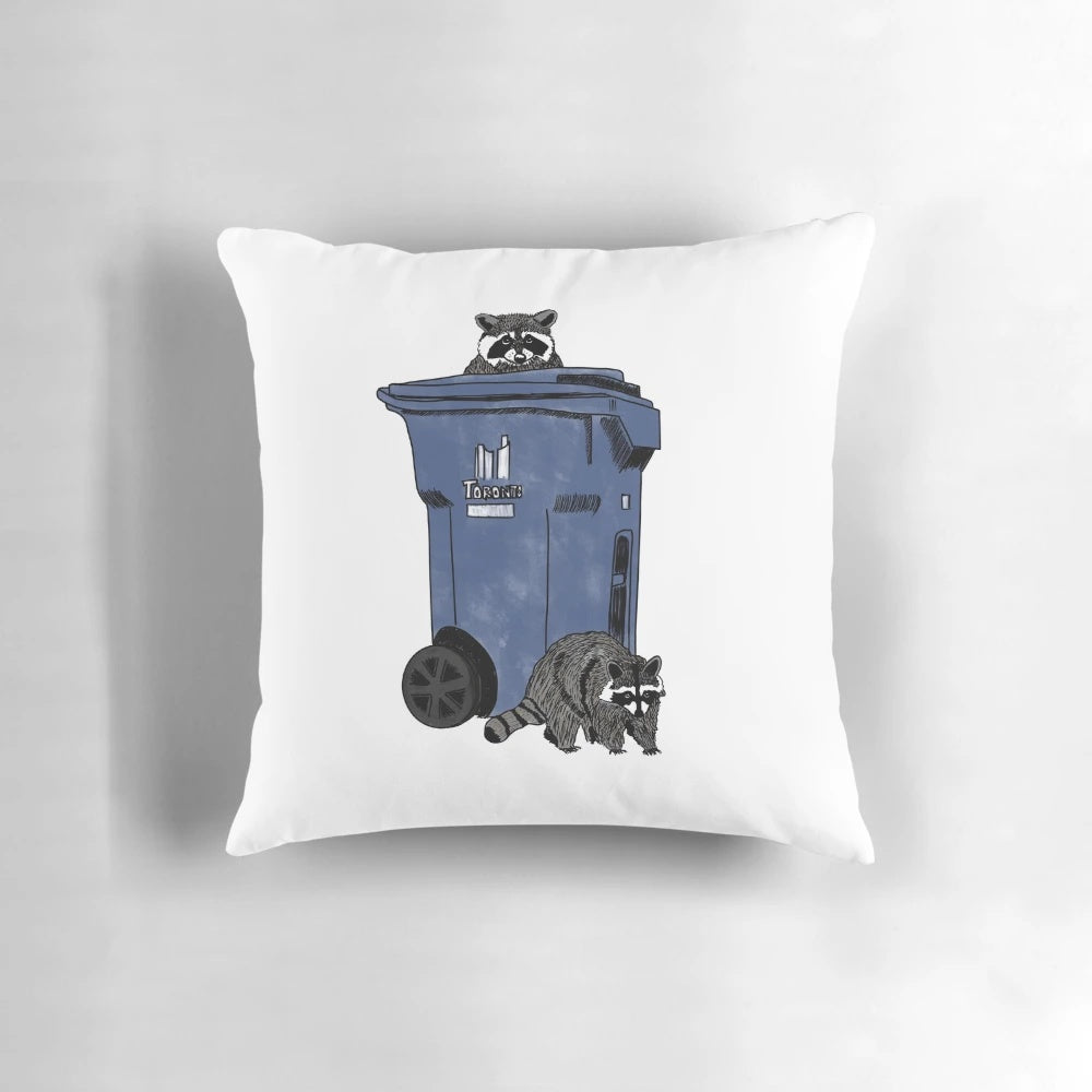 Soft, plush Toronto trash panda or raccoon decorative accent pillow