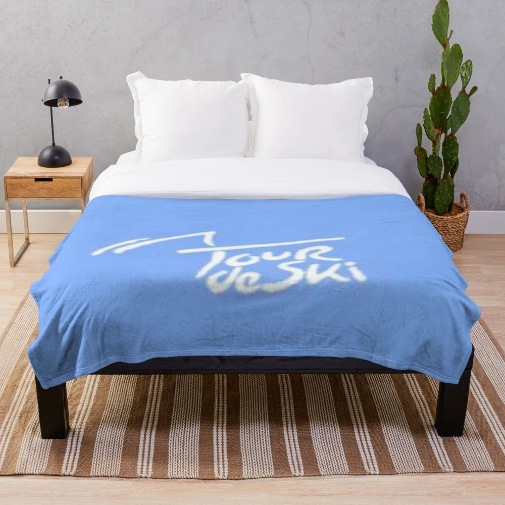 Tour de Ski Plush Blanket for Winter Sports Enthusiasts