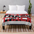 Track and field themed tri-color plush blanket