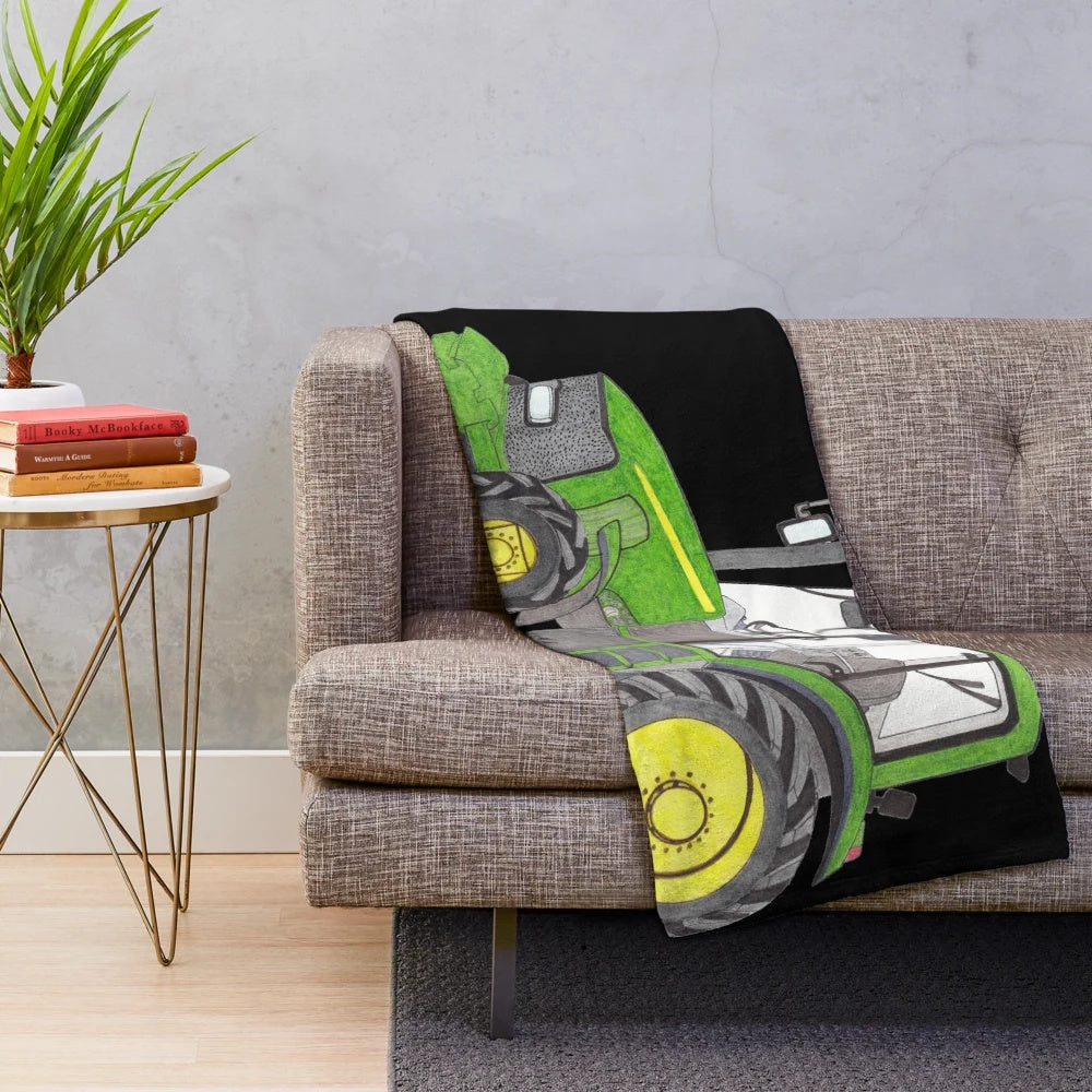 Soft and Warm Tractor-Themed Plush Blanket