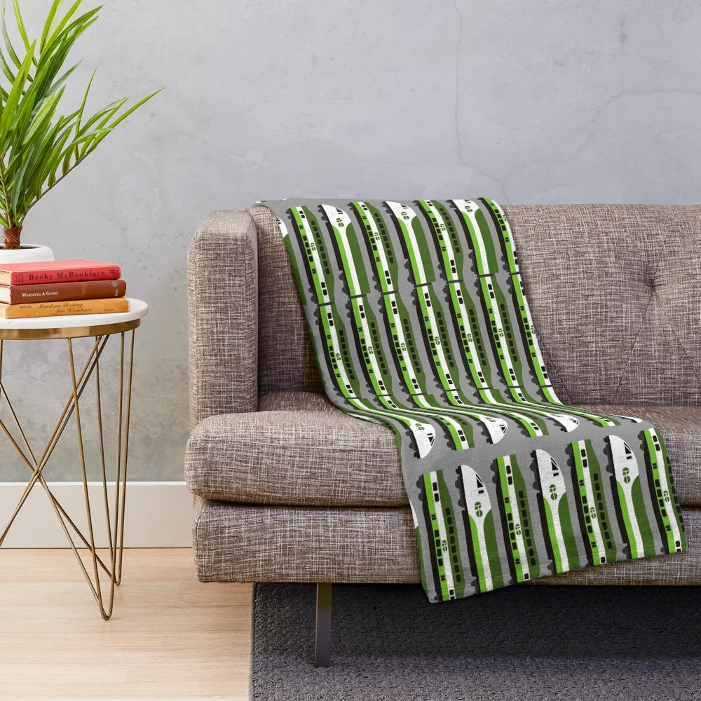 Train-themed plush blanket for commuters