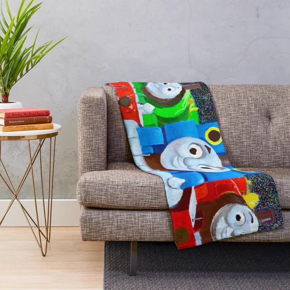 Cozy Thomas the Train-themed plush blanket for kids