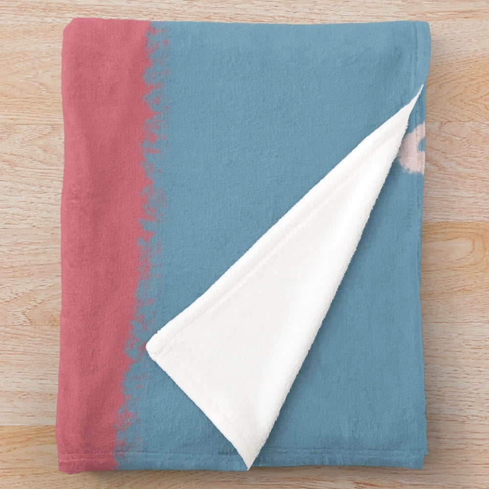 Soft and snuggly plush blanket featuring a transgender pride flag design with a cute rabbit bun
