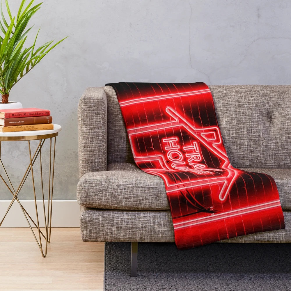 Trap House Inspired Plush Blanket with Neon Sign Design