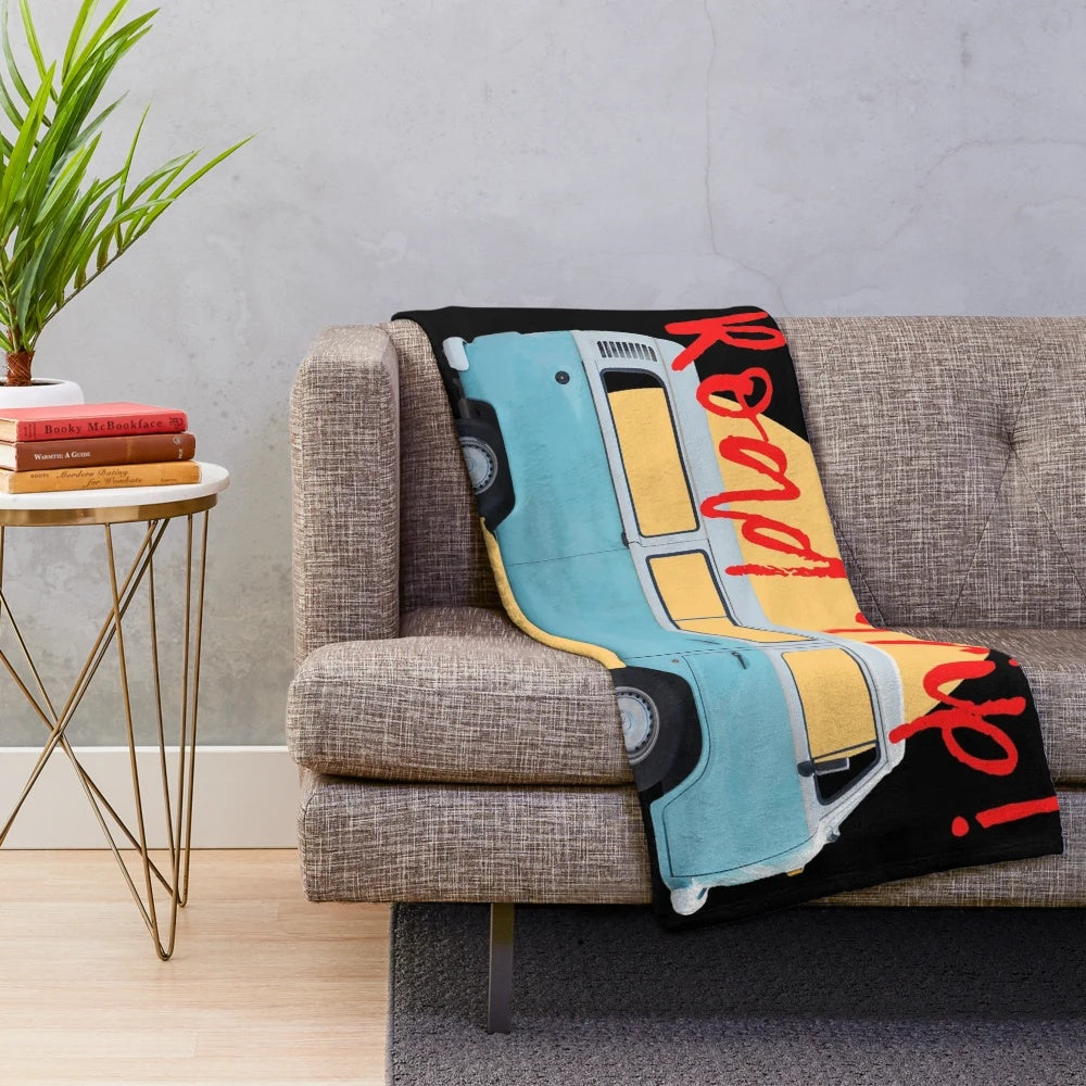 Vintage-inspired plush blanket featuring a travel lifestyle and hobbies design
