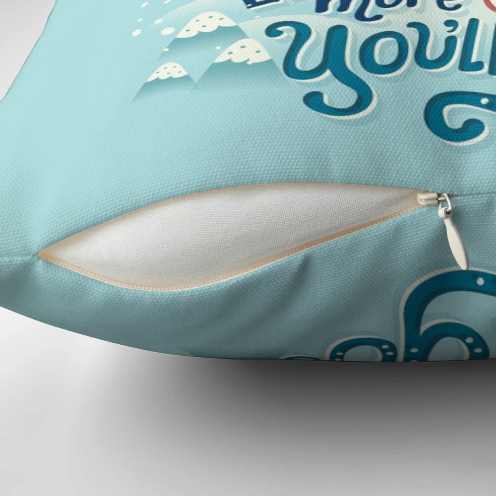 A soft, decorative pillow featuring a whimsical design with hot air balloons, perfect for readers and book enthusiasts.