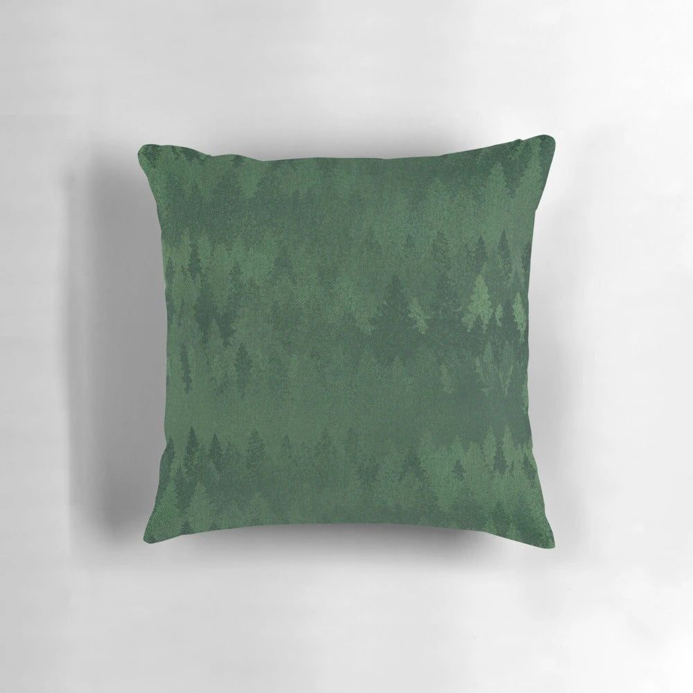 A soft and stylish pillow featuring a forest-inspired tree line design, perfect for creating a nature-infused ambiance in any space.