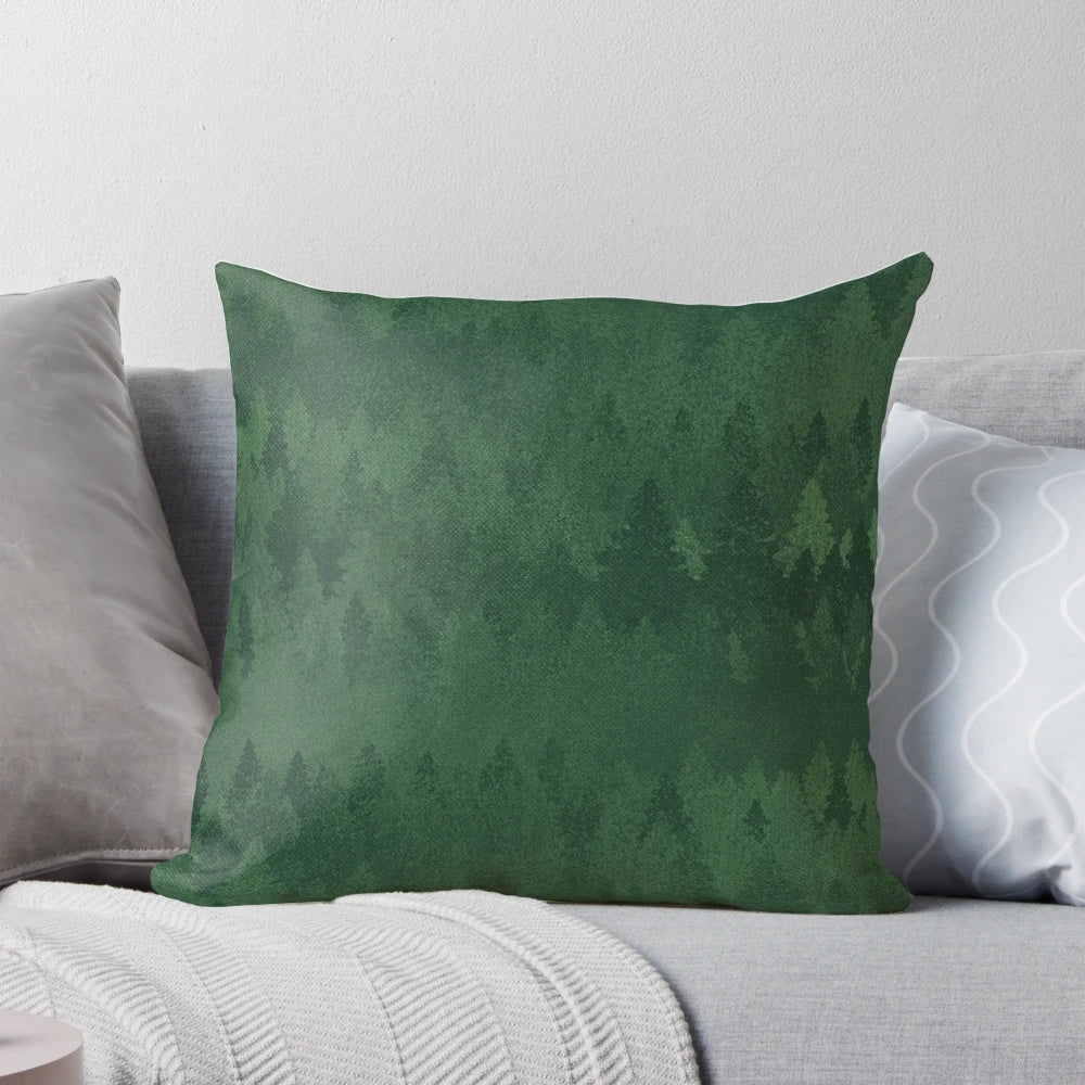 A soft and stylish pillow featuring a forest-inspired tree line design, perfect for creating a nature-infused ambiance in any space.