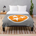 Orange and White Tri-Star Design Plush Blanket