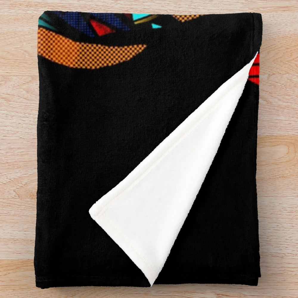 Plush blanket with bear claw inspired native american pattern