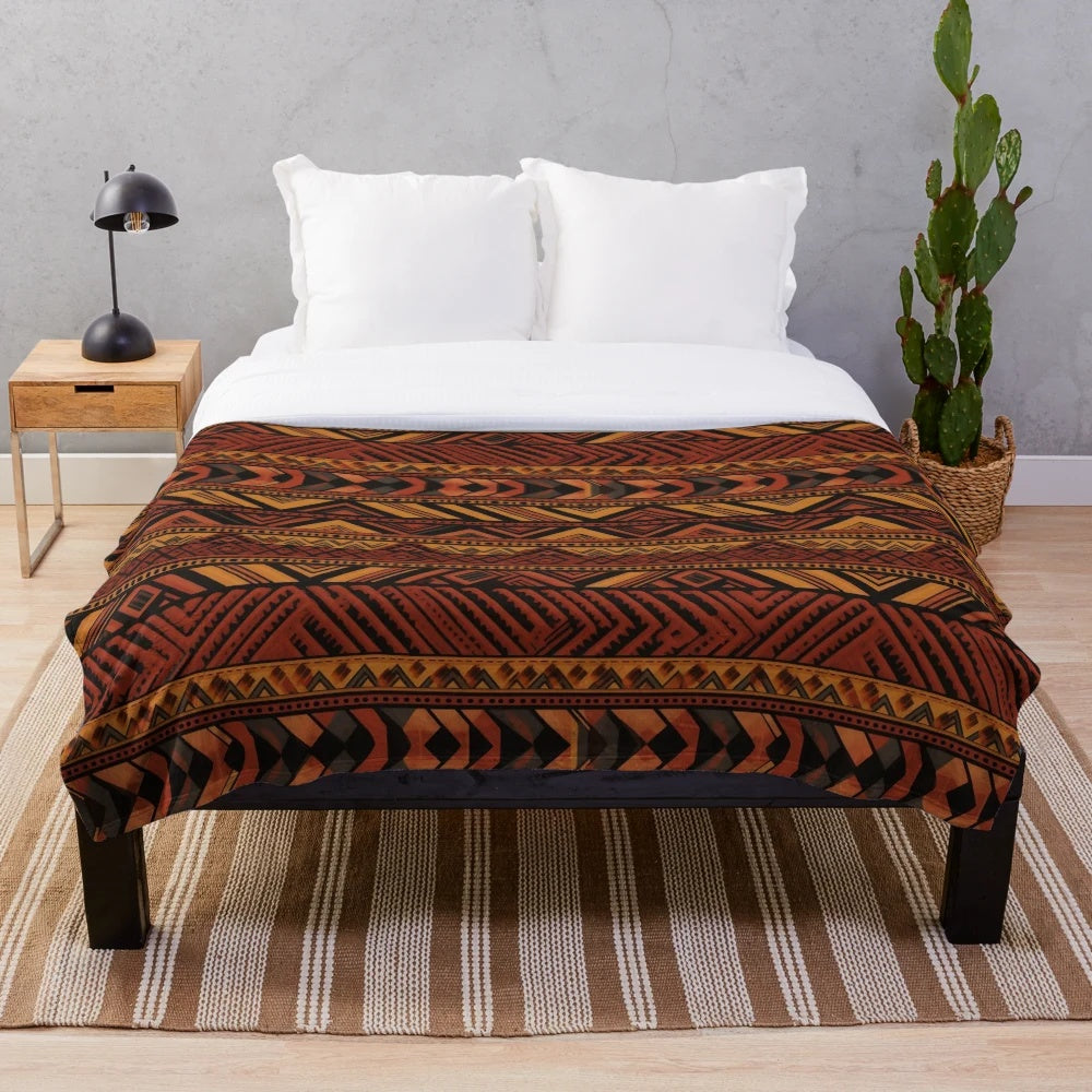 Ethnic inspired plush blanket with African tribal pattern design