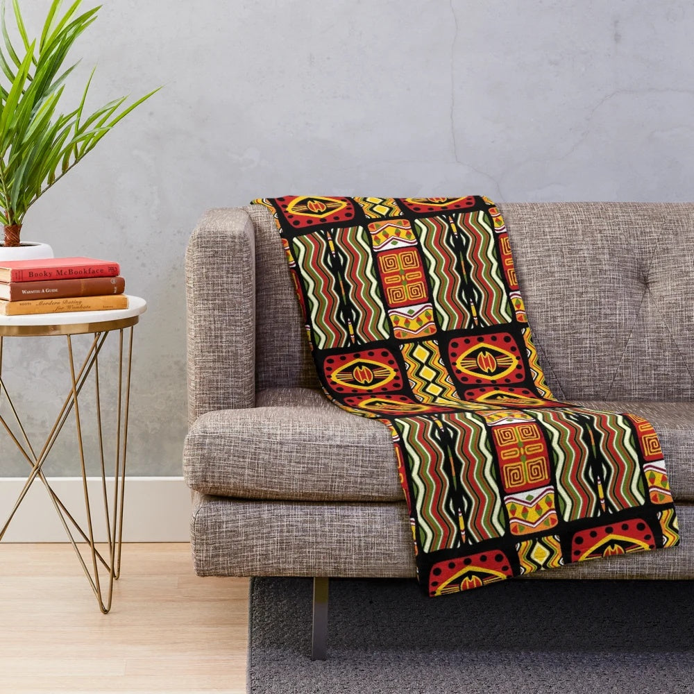 Adoring Africa Plush Blanket with Vibrant Tribal Patterns