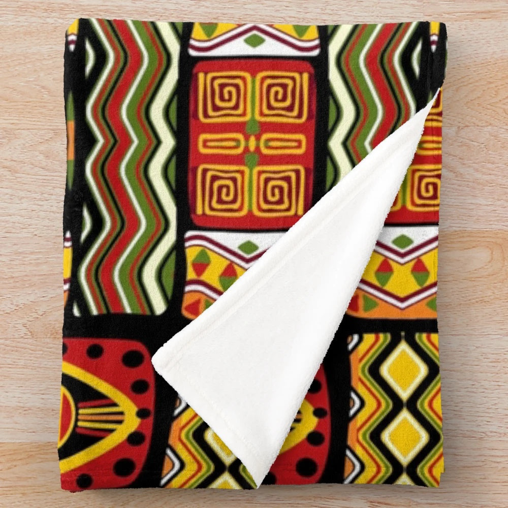 Adoring Africa Plush Blanket with Vibrant Tribal Patterns