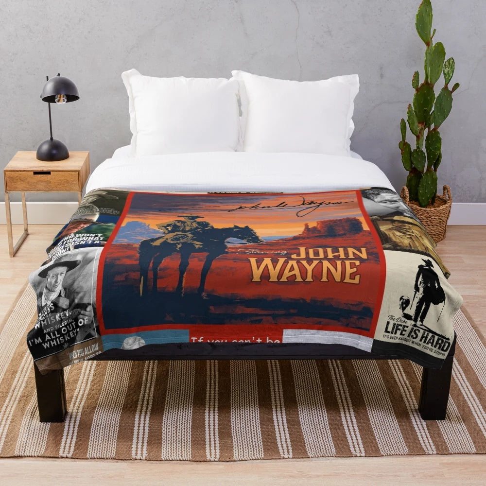 Plush blanket featuring a quote from the legendary actor John Wayne