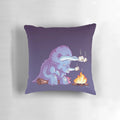 Soft, plush triceratops dinosaur pillow with marshmallow design, perfect for camping and outdoor adventures.