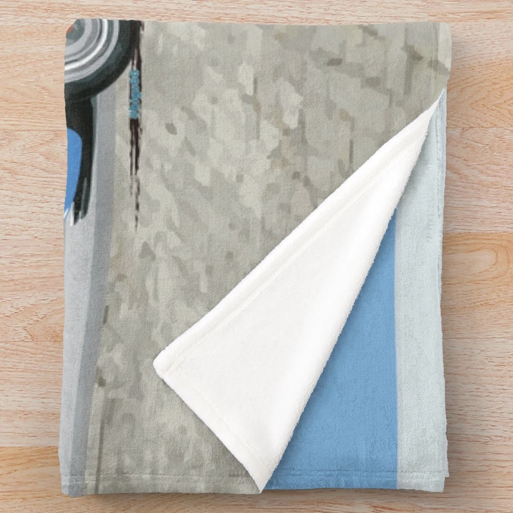 Triumph TR6 plush blanket in French blue