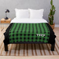 Triumph TR7 inspired green tartan plush blanket