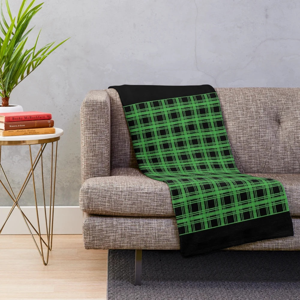 Triumph TR7 inspired green tartan plush blanket